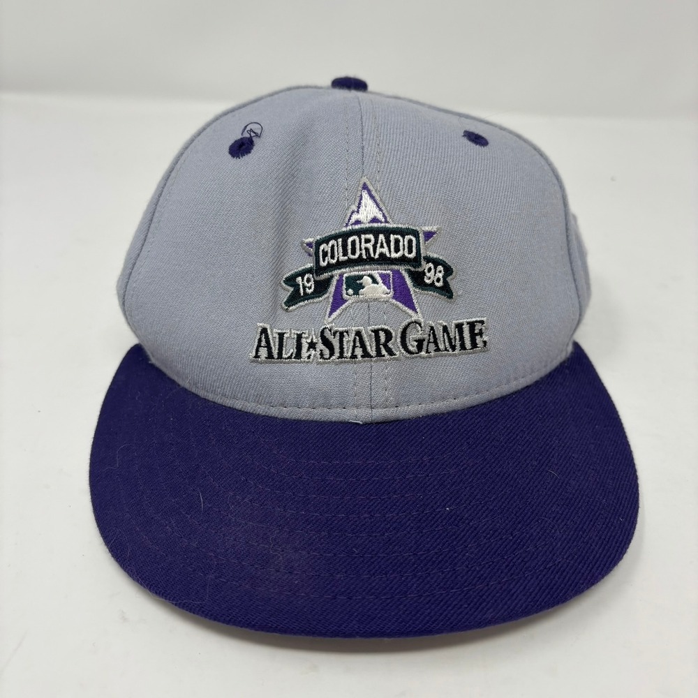 1998 MLB All Star Game Colorado New Era Hat Men 6 7/8 Grey Purple Fitted Cap VTG